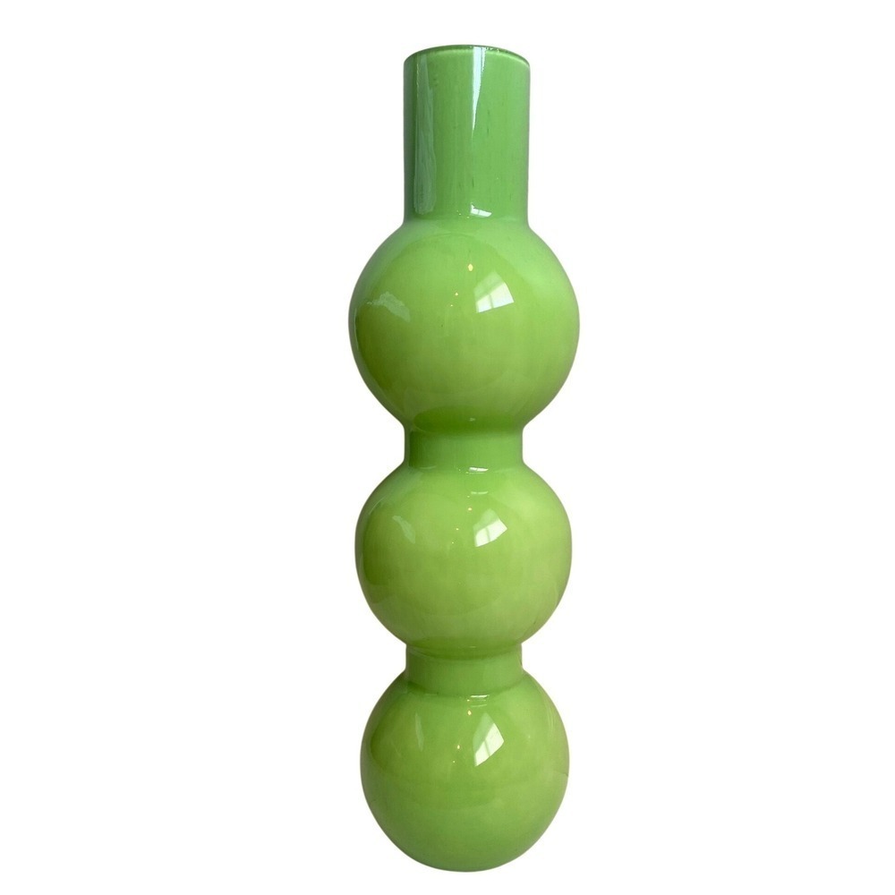 Global Views MCM Lime Green Encased Art‎ Glass Bubble Vase Gourd Blown Glass 18"
